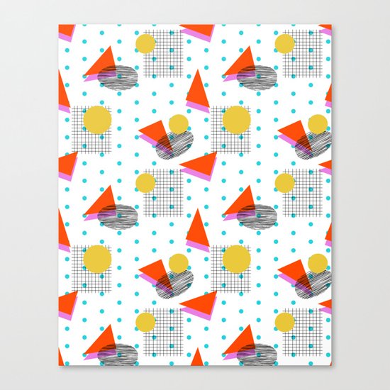 Bounce - abstract minimal retro throwback 1980s grid circle shapes memphis design pattern print art Canvas Print