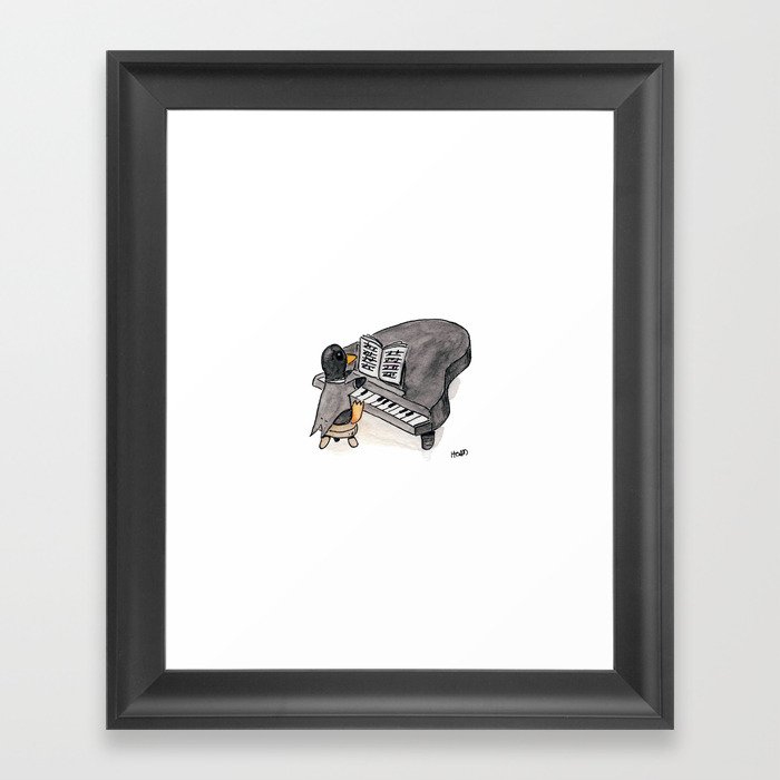 Penguin on a Baby Grand Piano Framed Art Print