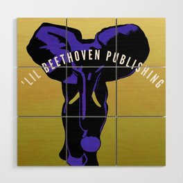 'Lil Beethoven Publishing gold logo avatar vintage book publishing artwork poster for writer's room, office, bar, dining room home decor Wood Wall Art