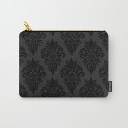 Classic Black Dark Grey Damask Pattern Carry-All Pouch | Pattern, Retro, Classic, Graphicdesign, Grey, Gray, Victorian, Background, Abstract, 1920S 