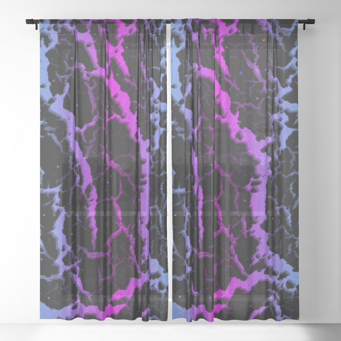 Cracked Space Lava - Cyan/Pink Sheer Curtain