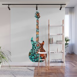 Colorful Mosaic Electric Bass Guitar Art Music Wall Mural