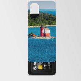 Round Island Light watching over Lake Michigan on Mackinac Island Android Card Case