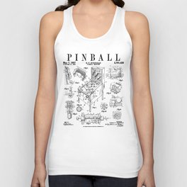 Pinball Arcade Gaming Machine Vintage Gamer Patent Print Tank Top