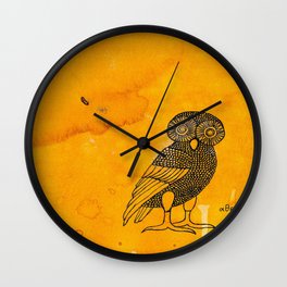 ATHENA'S OWL IN TEA & COFFEE BACKGROUND  Wall Clock