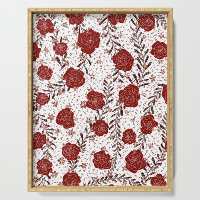 Red Roses Pattern Serving Tray