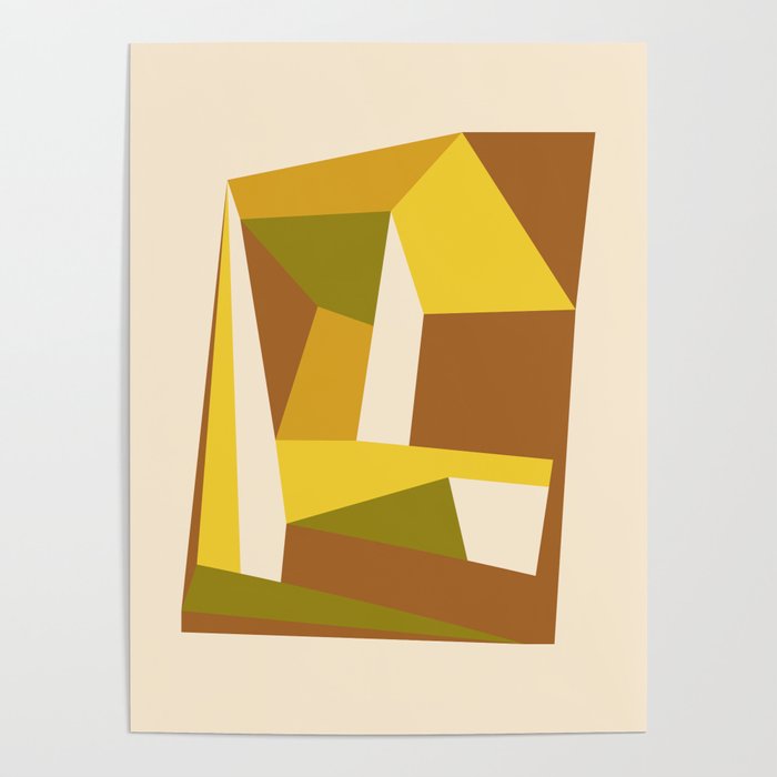 Retro Abstraction | 70s Brown and Mustard Poster