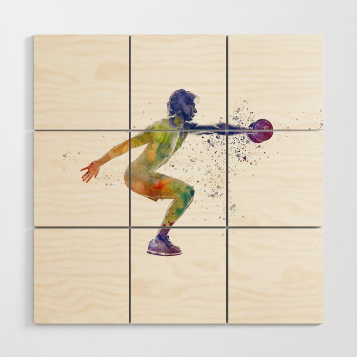 Fitness in watercolor Wood Wall Art