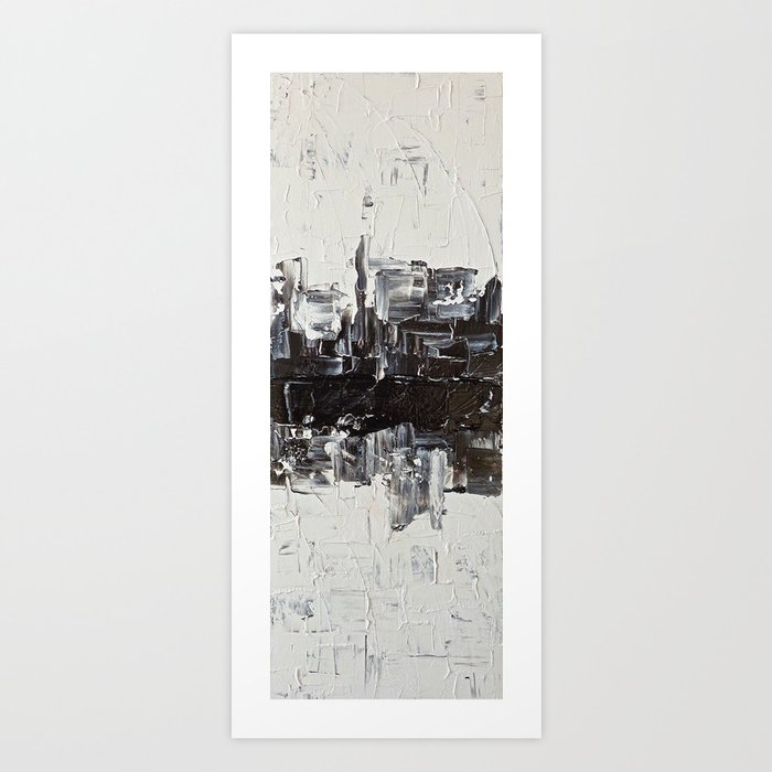 Flatline - black & white abstract painting Art Print