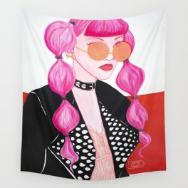 Pink Rock Girl Wall Tapestry