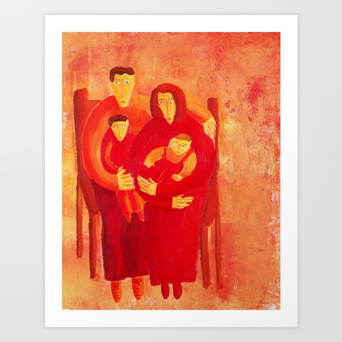 Family of four seated Art Print