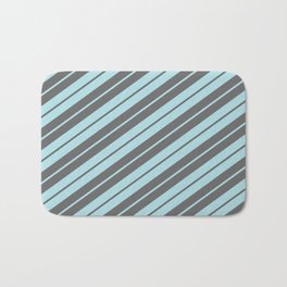 [ Thumbnail: Dim Grey and Powder Blue Colored Striped/Lined Pattern Bath Mat ]
