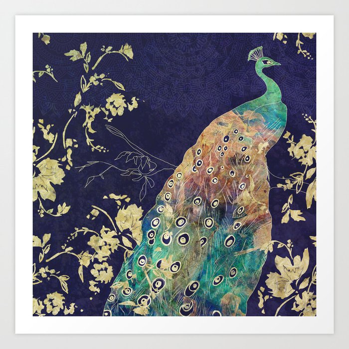 Peacock Eyes Blue Art Print By Nena258 Society6