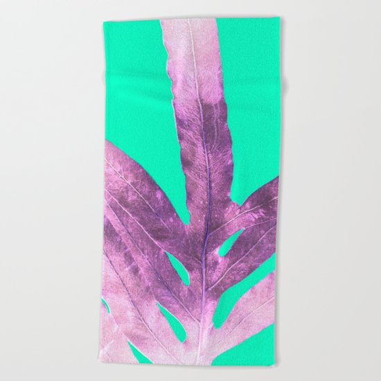 Lavender Fern on Mint Green Winter Wonderland Beach Towel