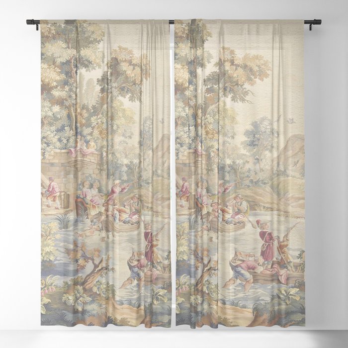 Antique Aubusson Louis XV French Tapestry Sheer Curtain
