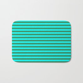 [ Thumbnail: Aqua and Sea Green Lines/Stripes Pattern Bath Mat ]