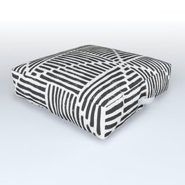 Rook in Black and White Outdoor Floor Cushion