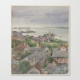 Houses on the Bay Watercolor Canvas Print