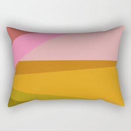 Colorful Geometric Abstract in Pink, Mustard, and Green Rectangular Pillow