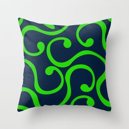  Reto Abstract Curvy lines pattern - Harlequin Green and Maastricht Blue Throw Pillow