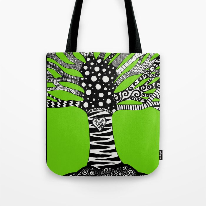 Green Doodle Tree Tote Bag