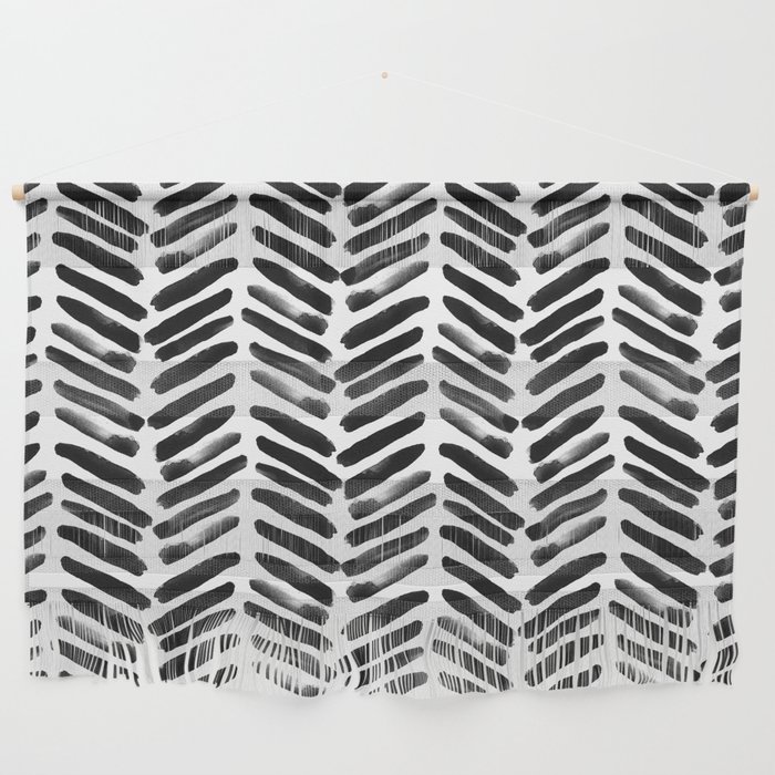 Simple black and white handrawn chevron - horizontal Wall Hanging