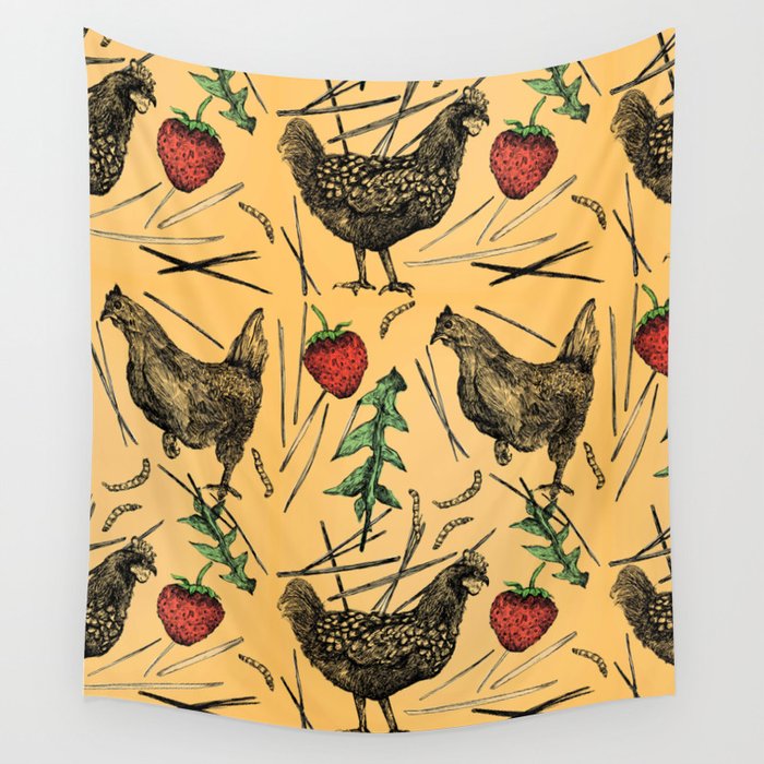 Charming Chickens Wall Tapestry