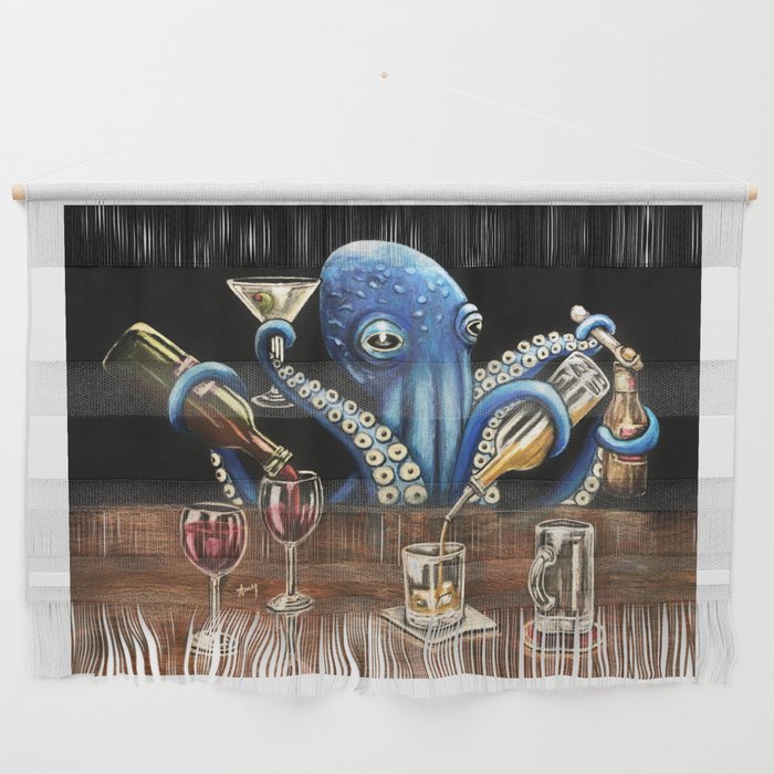 "Octo Bar" - Octopus Bartender Wall Hanging