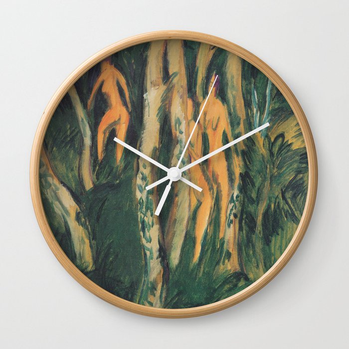 Ernst Ludwig Kirchner - Drei Akte unter Bäumen Wall Clock