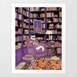 The Cat's Library Art Print