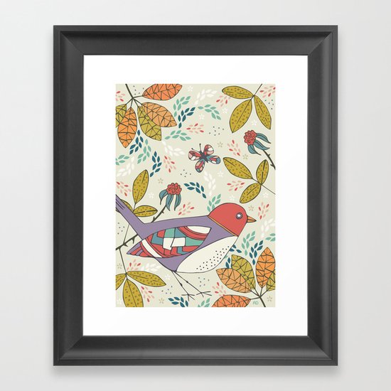 Bird and Butterfly Framed Art Print
