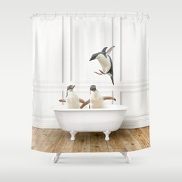 Antarctic iceberg Shower Curtain set penguin animal Bathroom curtains 71Inch 