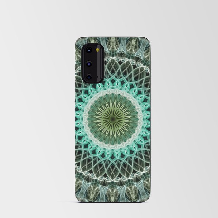 Pretty glowing green mandala Android Card Case