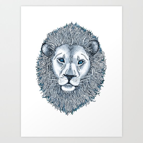 Blue Eyed Lion Art Print