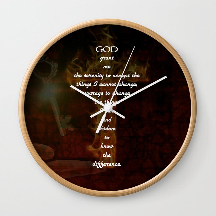 Serenity Prayer Inspirational Quote With Beautiful Christian Art Wall Clock