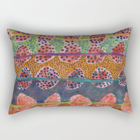 Red Round And Dotted Forms Rectangular Pillow