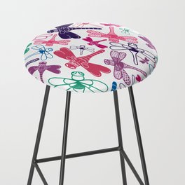 Dragonfly Collage Doodle Drawing Bar Stool