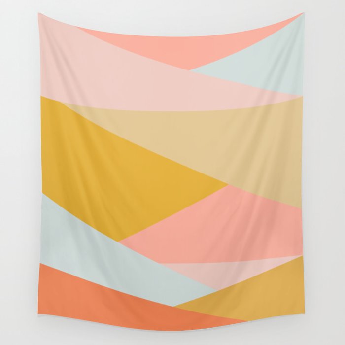 Geometric Abstraction in Soft Earth Tones Wall Tapestry