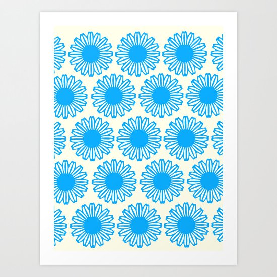 Vintage Flower_Turquoise Art Print