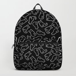 Minimalist Cats — White on Black Backpack | Skincolor, Digital, Vet, Feline, White, Animal, Pattern, Graphicdesign, Black, Zoologist 