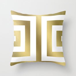 Gold Greek Stripes Throw Pillow