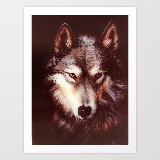 Wolf Vintage Art Print