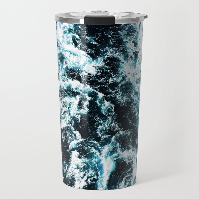 Free Like The Sea Digital Collage Ocean Waves Seascape Geometric Nature Minimalist Print Quote Travel Mug By Cadinera