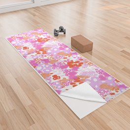Pink and Orange Watercolor Abstract Design Yoga Towel