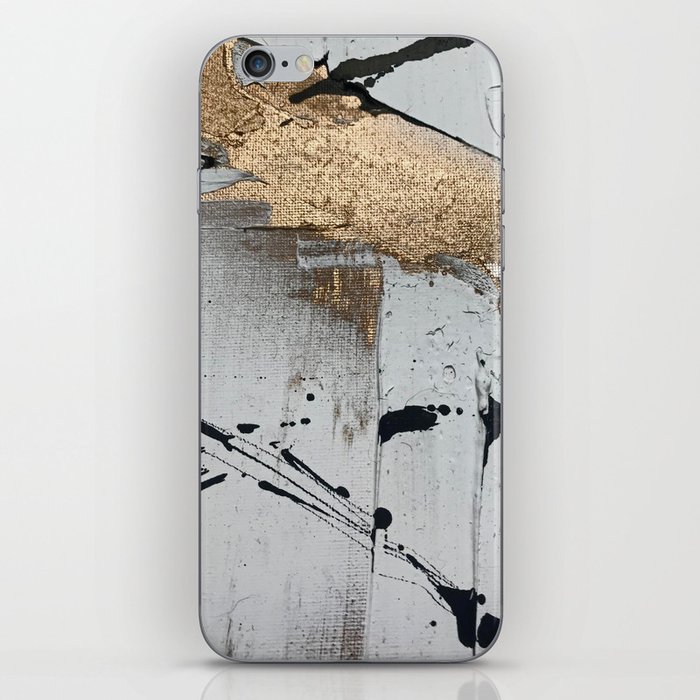 Still: an abstract mixed media piece in black, white, and gold by Alyssa Hamilton Art iPhone Skin