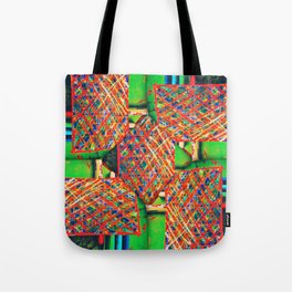 number 246 lime green yellow blue  pattern Tote Bag