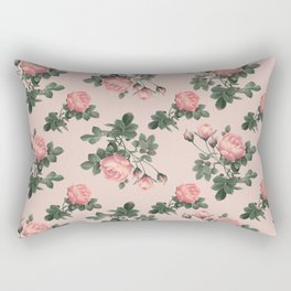 Pink English Rose Pattern Rectangular Pillow