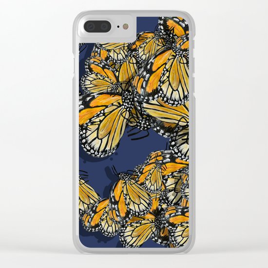 Butterfly Frenzy Spring Navy Clear iPhone Case