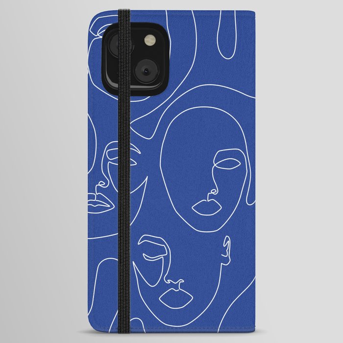 Faces In Blue iPhone Wallet Case