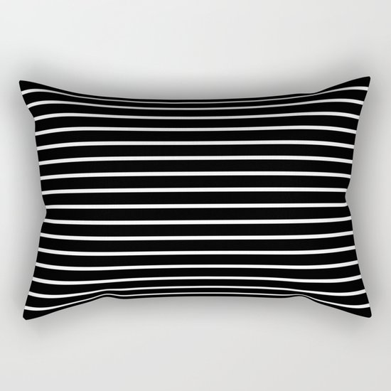 Horizontal Lines (White/Black) Rectangular Pillow